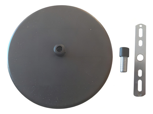 Canopla Pendente Luminária Redonda Com Travessa E Niple Cor Preto 110V/220V