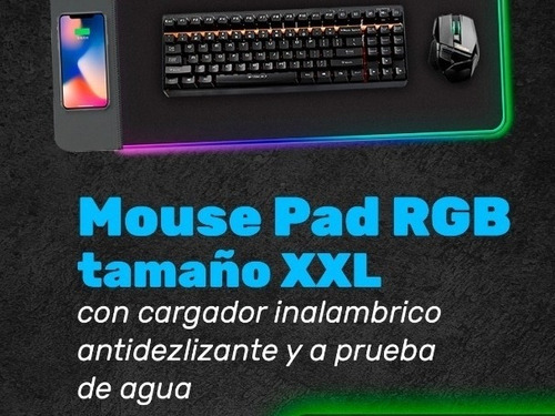 Alfombra ( Mouse Pad ) Rgb Gaming Con Cargador Inalámbrico