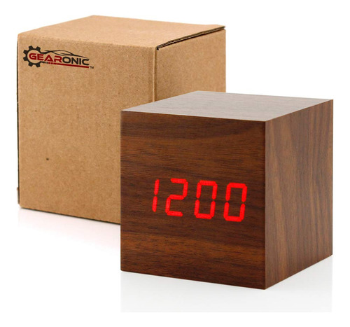 Reloj Despertador De Madera Gearonic Tm, Despertador Digital