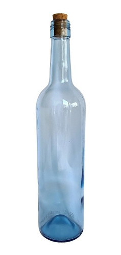 Garrafa De Vidro Azul Com Rolha 750ml Para Agua Solarizada