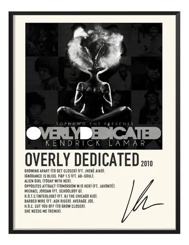 comprar Cuadro Kendrick Lamar Album Music Tracklist Exitos Overly