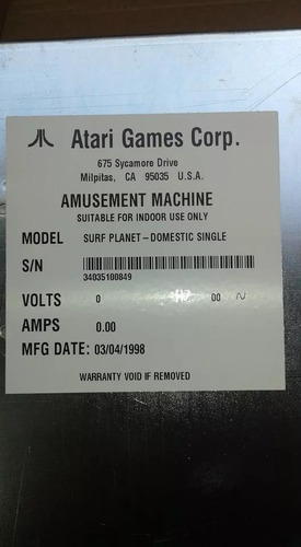 Placa Arcade Original Okm Surf Planet, Unica Gaelco Atari.