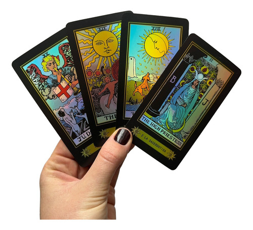 Tarot Black Holográfico Rider Cartas Mazo Hekate