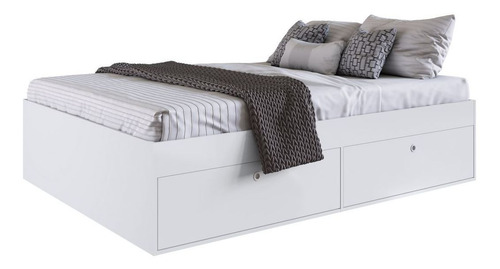 Imagem 4 de 7 de Quarto Casal Com Cama 140 E Mesas De Cabeceira Tókio Branco