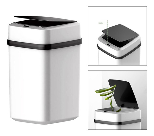 Contenedor De Basura Automático 12l Negro Negro Pequeño