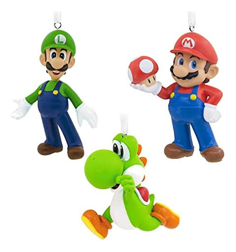 Super Mario Luigi Y Yoshi Adornos De Navidad Juego De 3