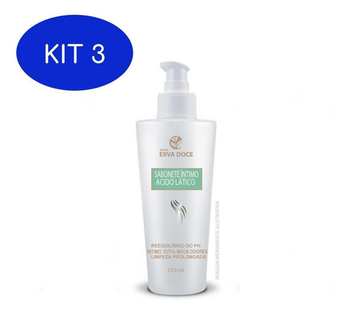 Kit 3 Sabonete Intimo De Acido Latico 150ml