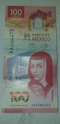 Billete 100 Pesos Nuevo-serie Aa - Sor Juana De Colección