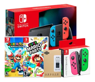 Nintendo Switch 2019 Neon Bateria Extendida + Combo Mario Pa