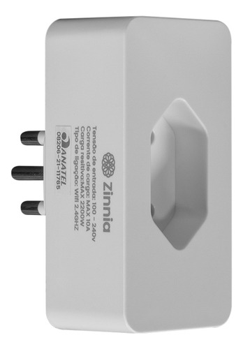 Tomada Smart Zinnia Ciz-t10, 10a, Wifi, Branco, Znspls-wh01