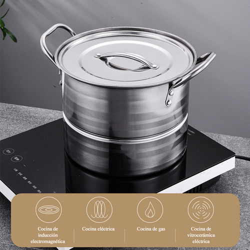 4pcs Vaporera Set De Acero Inoxidable Ollas Con Tapa Tableta