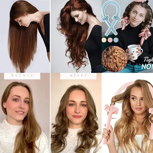 Tubo Rizador Cabello Sin Calor Rizos En Frio Seda Para Dormi