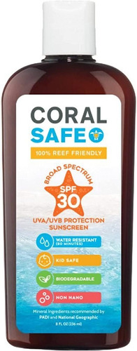 Coral Safe All Natural Biodegradable Sunscreen, Spf 30, Reef