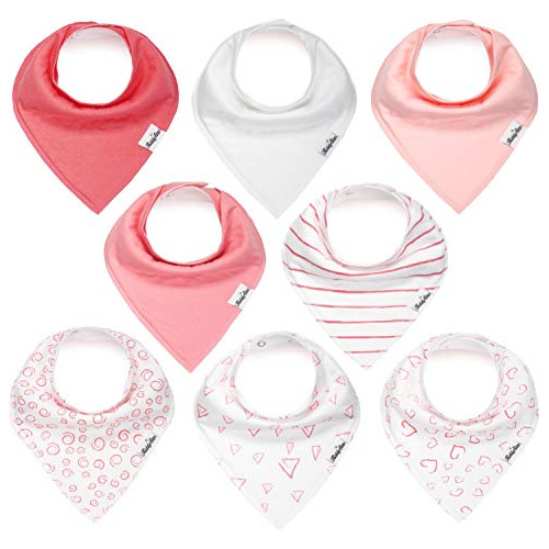 Baberos Bandana Niñas, Juego De 8 Baberos Bebé Broche...