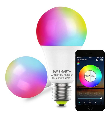 Bombilla Foco Led Inteligente Wifi Ajustable Multicolor 9w