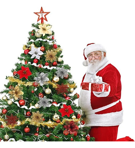 50 Flores Artificiales Para Decoración De Árbol De Navidad