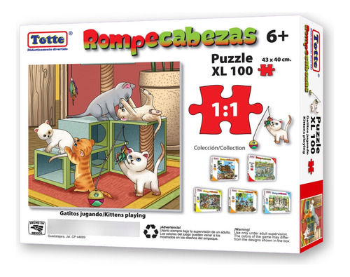 Rompecabezas T405 Totte Gatitos Jugando 100 Piezas Xl