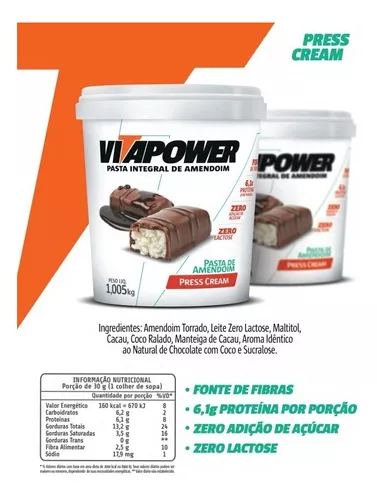 Kit 10X Pasta Integral de Amendoim - 1005g Cacau Protein - VitaPower