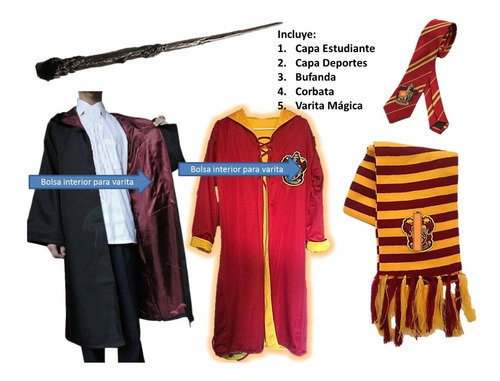 Paquete Quidditch Gryffindor Total Capas Harry Potter Igo