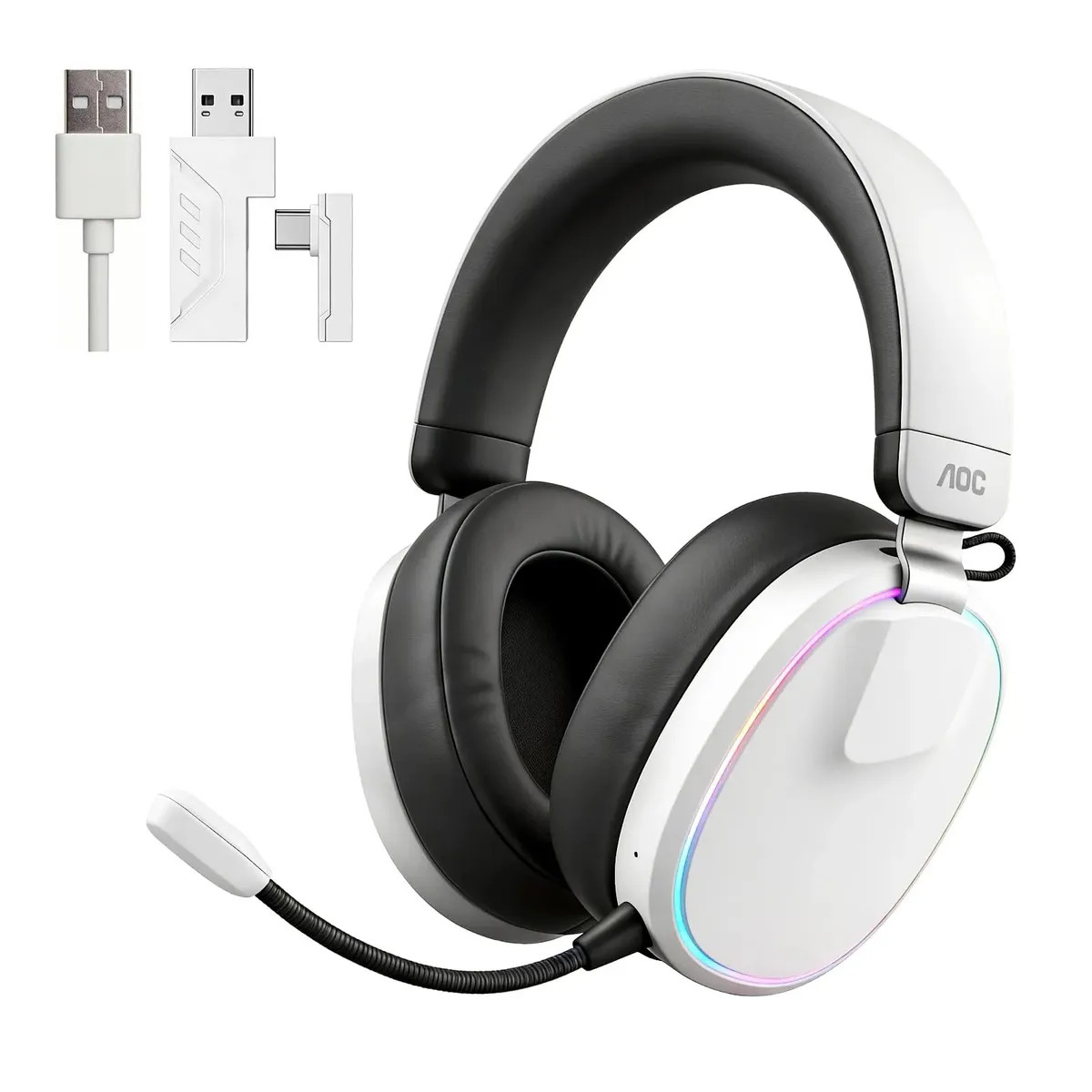 Headset Gamer Aoc Acg3512 Sem Fio 2.4ghz Bluetooth Branco