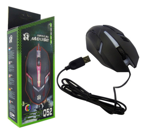 Mouse Gamer Q52 Con Luz Y Cable Usb Largo. En Caja