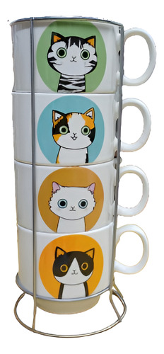 Torre De Mugs Set Pocillos X4 Chocolatero Y Tintero 