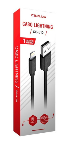Cabo Lightning 1m Preto C3 Plus