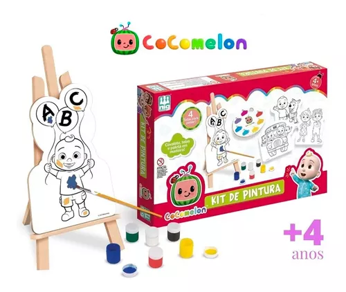 Kit Pintura Infantil Cocomelon C/cavalete 4 Telas 0514- Nig