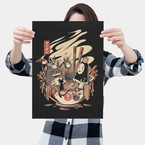 Vinilo Decorativo 21x30cm Poster Chihiro Totoro Ramen 06