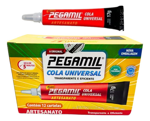 Caixa C/ 12 Un Cola Pegamil Universal 17g Artesanato