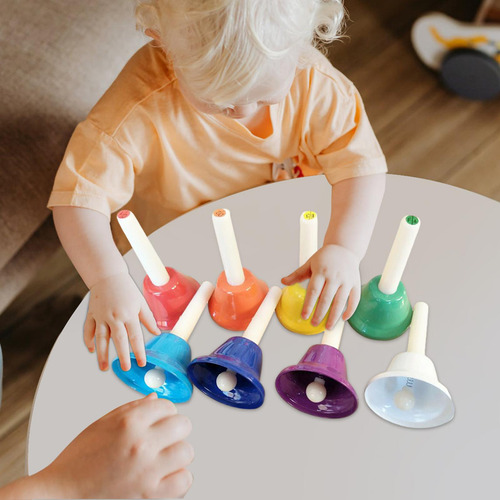 Juego De 8 Campanas De Mano De Colores, Instrumento Musical,