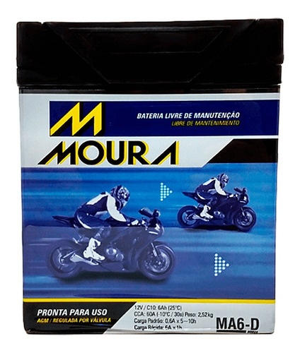 Bateria Moura Moto Original 6ah Yamaha R3 2015 Fazer 250