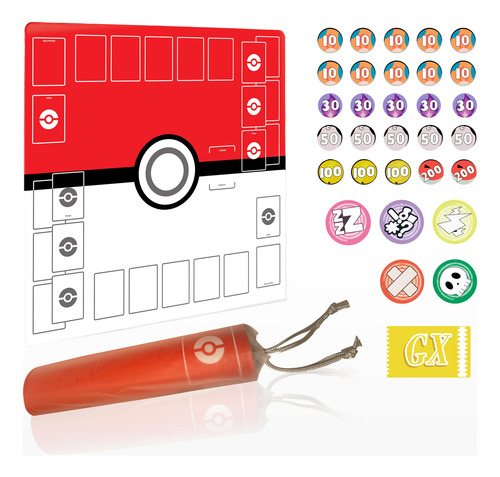 Playmat Extalas Para Pokémon Trading Card Game 2 Players Red