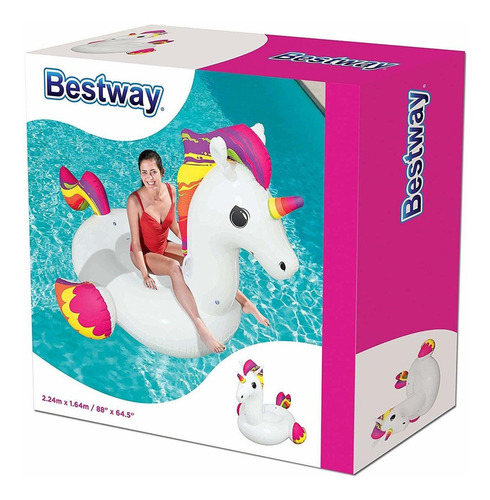 Imagen 2 de 10 de Colchoneta Inflable Unicornio 224cm Bestway 41113 Bigshop