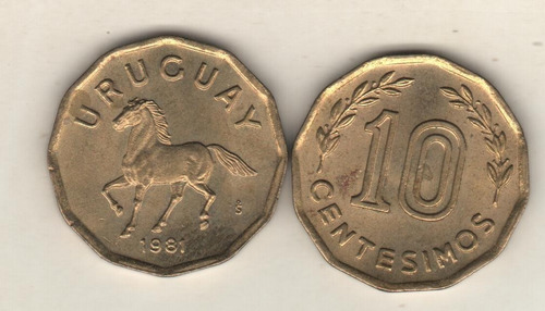 Uruguay Moneda De 10 Centésimos Año 1981 - Km 66 - Xf