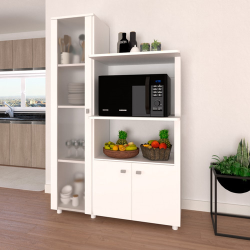 Armário De Cozinha Paula Com Cristaleira 3 Portas Branco