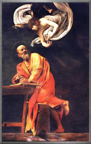 Cuadro La Inspiración De San Mateo - Caravaggio - Año 1602