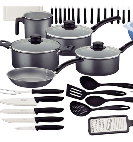 Kit Bateria de cocina Tramontina de 56 piezas Ollas cubiertos utensilios accesorios