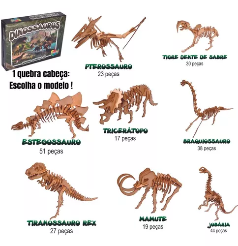 Quebra-Cabeça 3D, DINOSSAURO TIRANOSSAURO REX 28 peças em MDF -  DINOBRINQUE # Todos os Modelos de Quebra-Cabeça 3D Dinobrinque