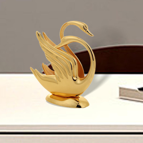 Estatuilla Golden Swan, Soporte Para Servilletas De Metal,