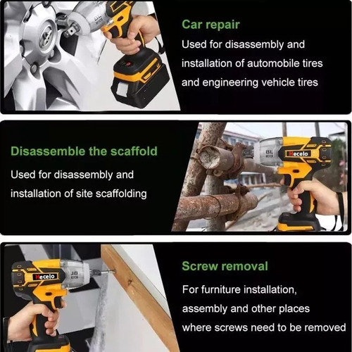 Hecelo MT600N10C2BPA 990n.m Pistola Llave De Impacto Inalámbrico De 2 Batería 1/2 Brushless