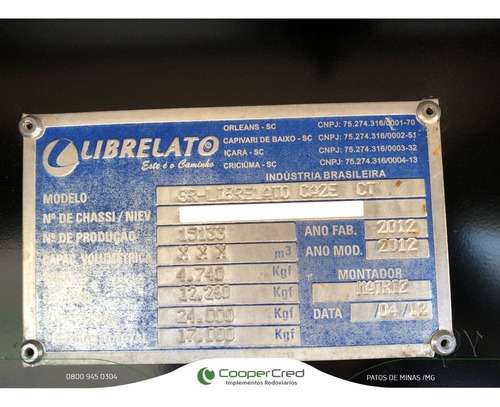 Imagem 10 de 15 de Carreta Bitrem Graneleiro 12/12 Assoalho Novo Librelato