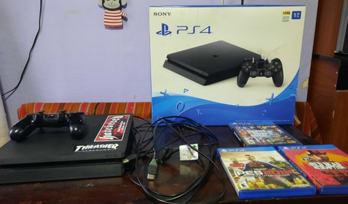 Play Station 4 Sony Slim 1tb, Cables, Control Y 3 Juegos.