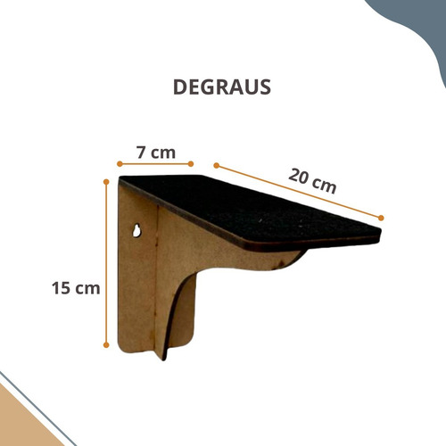 Kit Acessorios Gatos 9 Peças Mdf C/ Carpete Playground Gato Cor Mdf Com Carpete