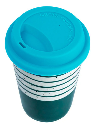 Vaso Taza Cerámica De 400ml Con Tapa De Silicona - Diseño 3