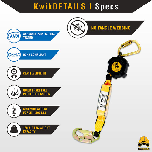 Kwiksafety Cobra Web Línea De Vida Auto Retráctil 1,83 M Mmg