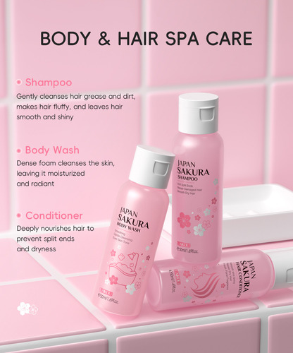 Hl Set De 3 Piezas For Baño Y Cabello Sakura
