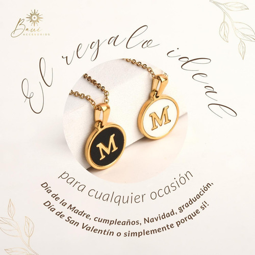 Collares Mujer Con Inicial Letra - Acero | Baui Accesorios Color M -negro