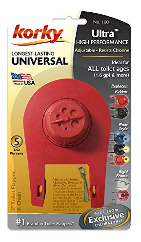 Korky 100bp 100 Flapper Wc, 2 Pack, Rojo