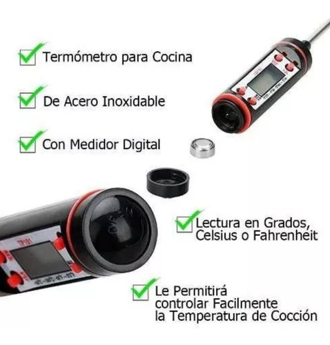 Imagen 5 de 8 de Termometro Digital Lcd Pincha Carne 50/300° Gastronómia
